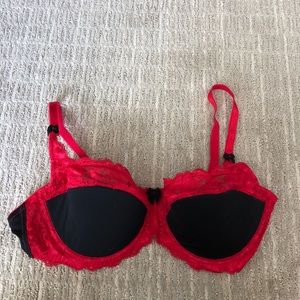 Black and red lined bra